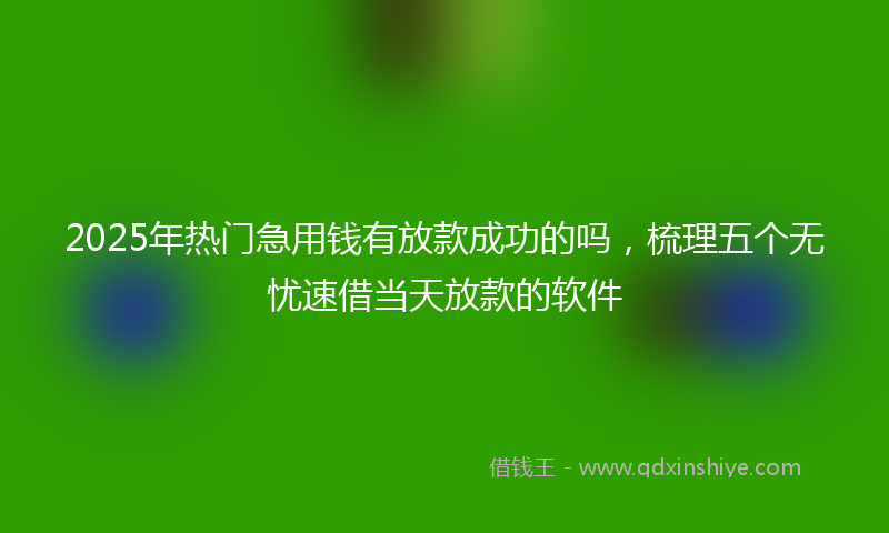 2025年热门急用钱有放款成功的吗，梳理五个无忧速借当天放款的软件