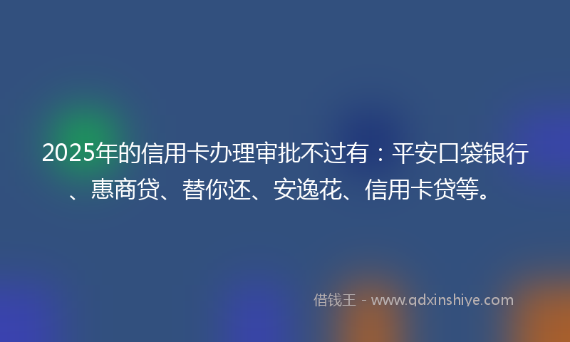 2025年的信用卡办理审批不过有：平安口袋银行、惠商贷、替你还、安逸花、信用卡贷等。