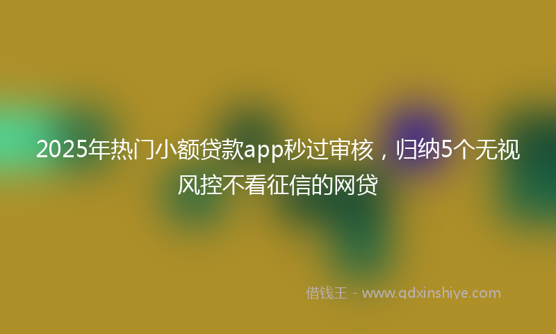 2025年热门小额贷款app秒过审核，归纳5个无视风控不看征信的网贷