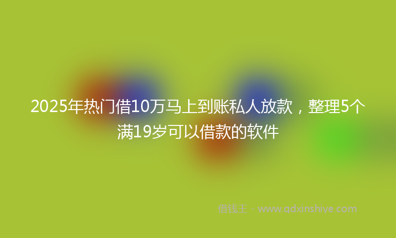 2025年热门借10万马上到账私人放款，整理5个满19岁可以借款的软件