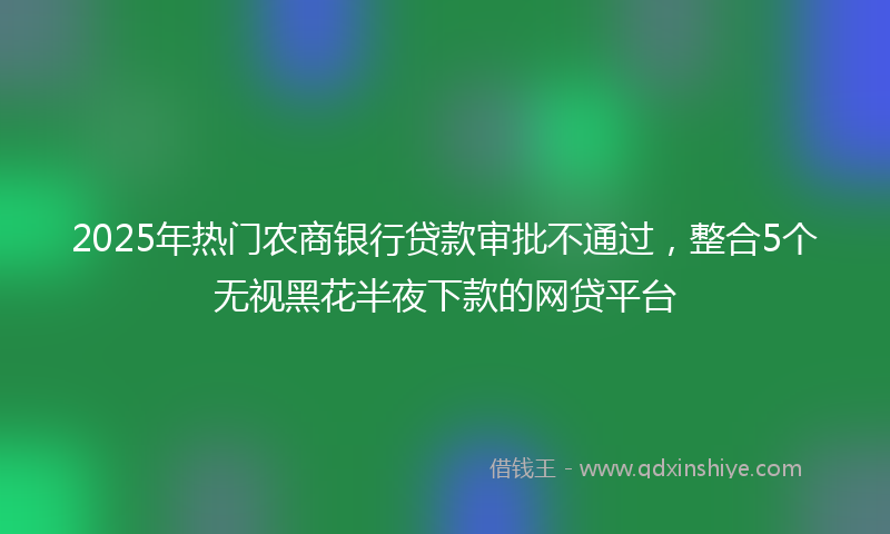 2025年热门农商银行贷款审批不通过，整合5个无视黑花半夜下款的网贷平台