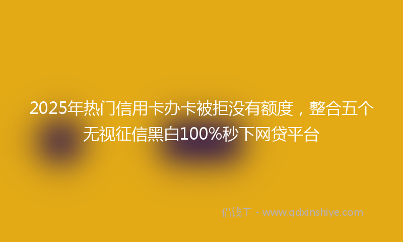 2025年热门信用卡办卡被拒没有额度，整合五个无视征信黑白100%秒下网贷平台