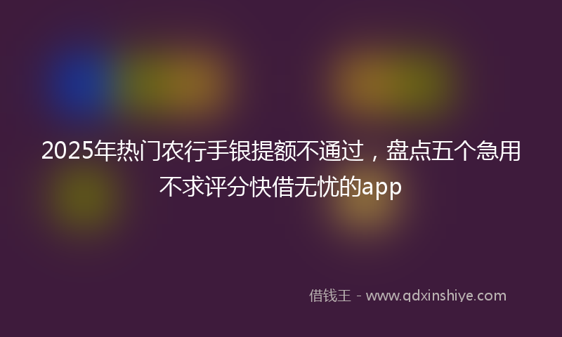 2025年热门农行手银提额不通过，盘点五个急用不求评分快借无忧的app