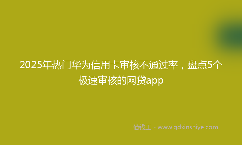 2025年热门华为信用卡审核不通过率，盘点5个极速审核的网贷app