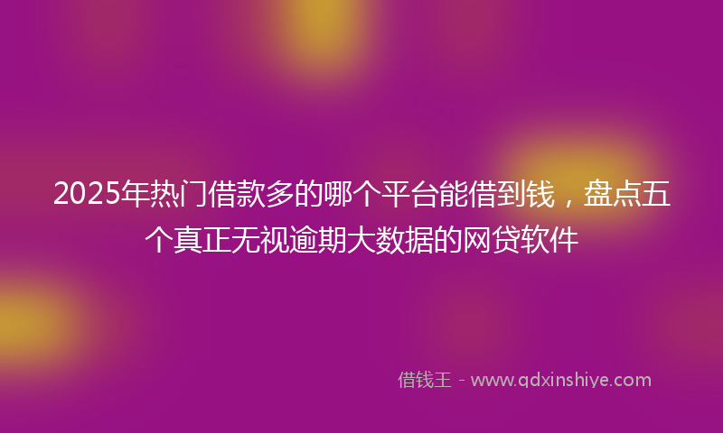 2025年热门借款多的哪个平台能借到钱，盘点五个真正无视逾期大数据的网贷软件
