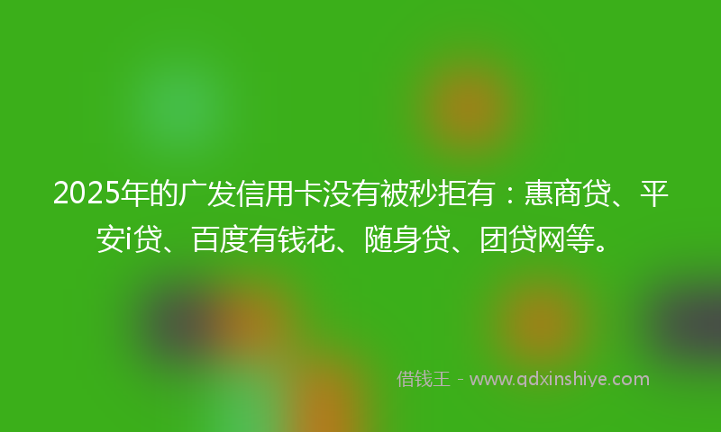 2025年的广发信用卡没有被秒拒有：惠商贷、平安i贷、百度有钱花、随身贷、团贷网等。