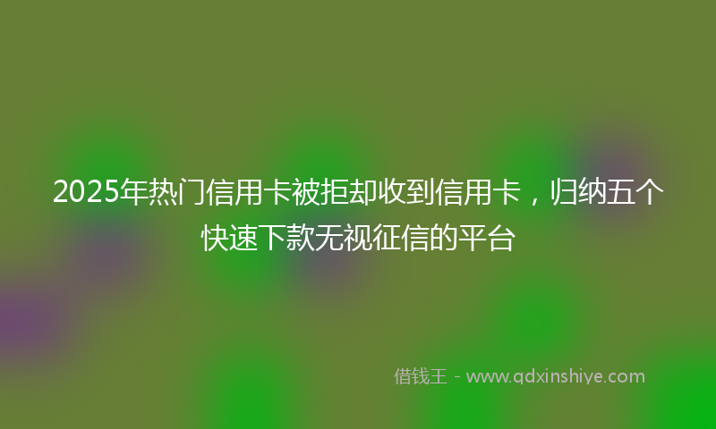 2025年热门信用卡被拒却收到信用卡，归纳五个快速下款无视征信的平台