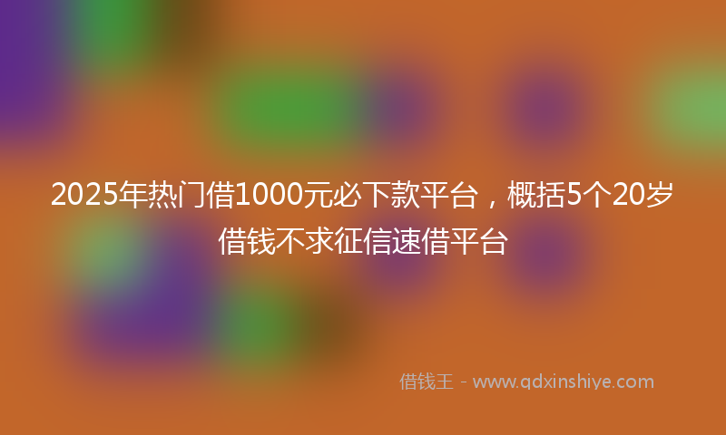 2025年热门借1000元必下款平台，概括5个20岁借钱不求征信速借平台