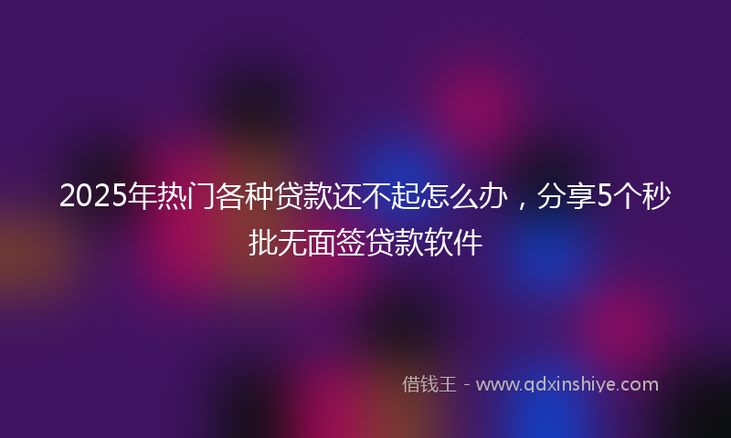 2025年热门各种贷款还不起怎么办，分享5个秒批无面签贷款软件