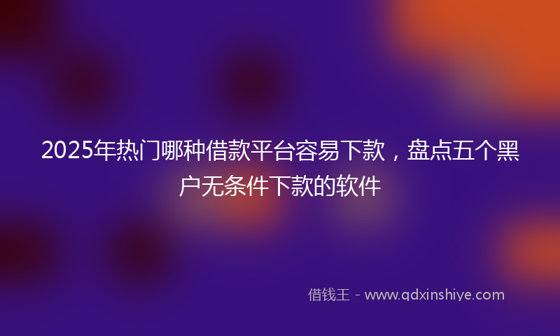2025年热门哪种借款平台容易下款，盘点五个黑户无条件下款的软件