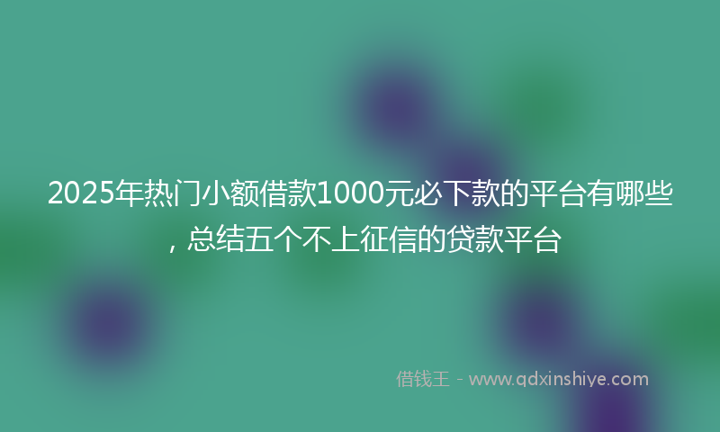 2025年热门小额借款1000元必下款的平台有哪些，总结五个不上征信的贷款平台