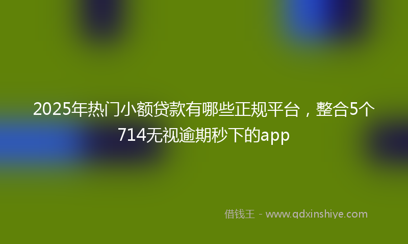 2025年热门小额贷款有哪些正规平台，整合5个714无视逾期秒下的app