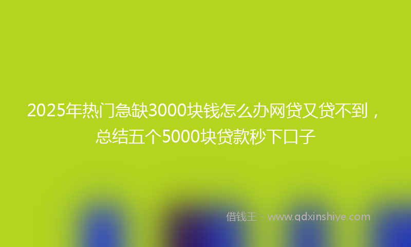 2025年热门急缺3000块钱怎么办网贷又贷不到，总结五个5000块贷款秒下口子