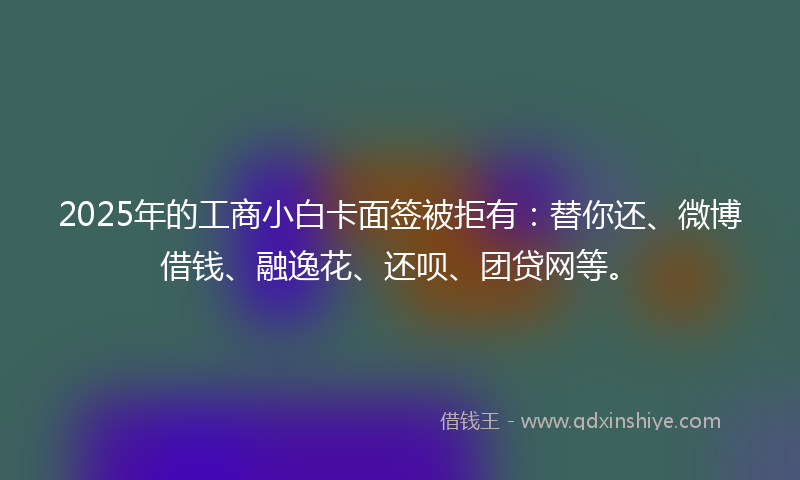 2025年的工商小白卡面签被拒有：替你还、微博借钱、融逸花、还呗、团贷网等。
