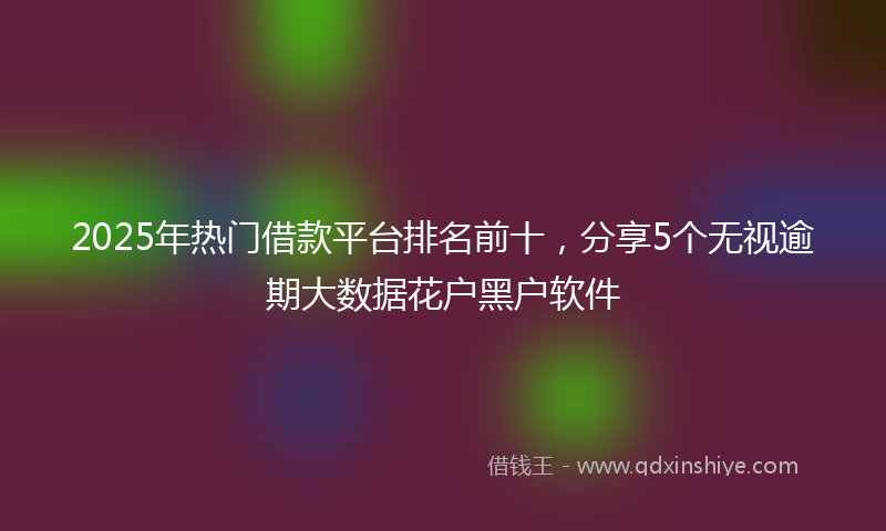 2025年热门借款平台排名前十，分享5个无视逾期大数据花户黑户软件