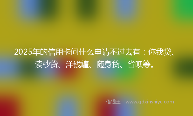 2025年的信用卡问什么申请不过去有：你我贷、读秒贷、洋钱罐、随身贷、省呗等。