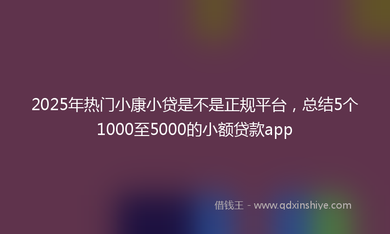 2025年热门小康小贷是不是正规平台，总结5个1000至5000的小额贷款app