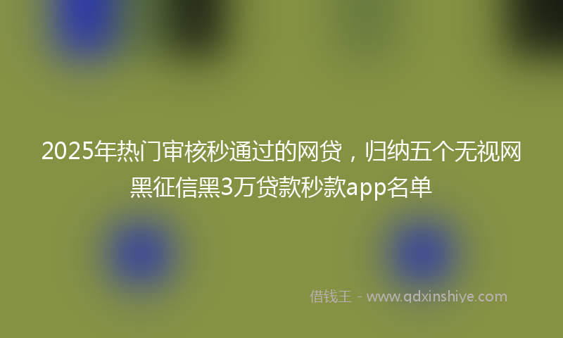 2025年热门审核秒通过的网贷，归纳五个无视网黑征信黑3万贷款秒款app名单