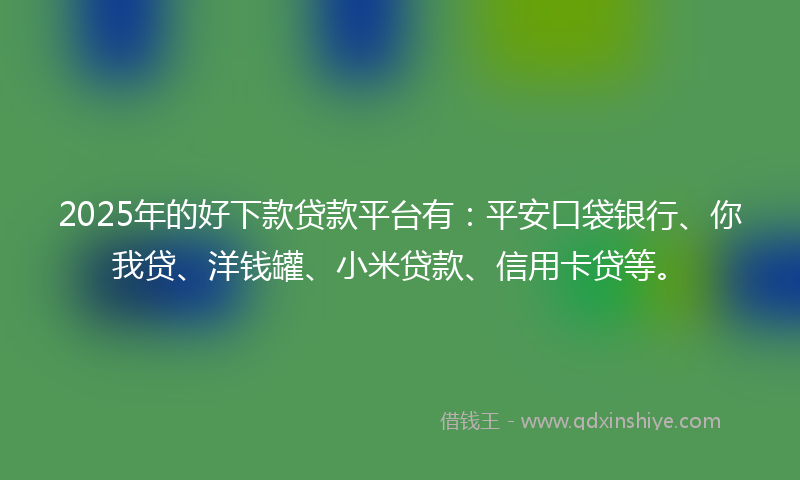 2025年的好下款贷款平台有：平安口袋银行、你我贷、洋钱罐、小米贷款、信用卡贷等。