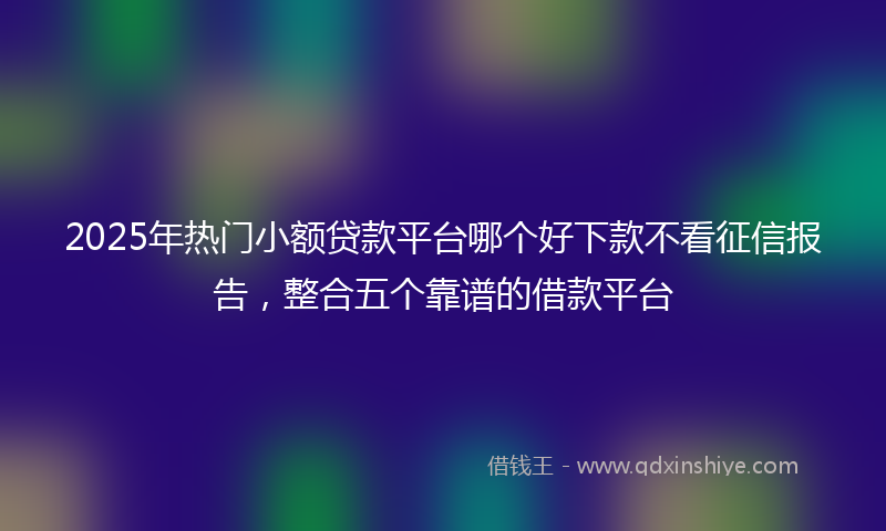 2025年热门小额贷款平台哪个好下款不看征信报告，整合五个靠谱的借款平台