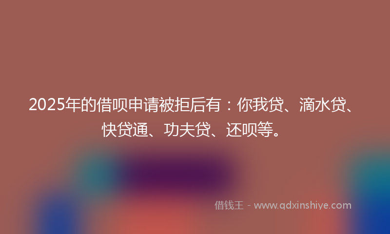 2025年的借呗申请被拒后有：你我贷、滴水贷、快贷通、功夫贷、还呗等。