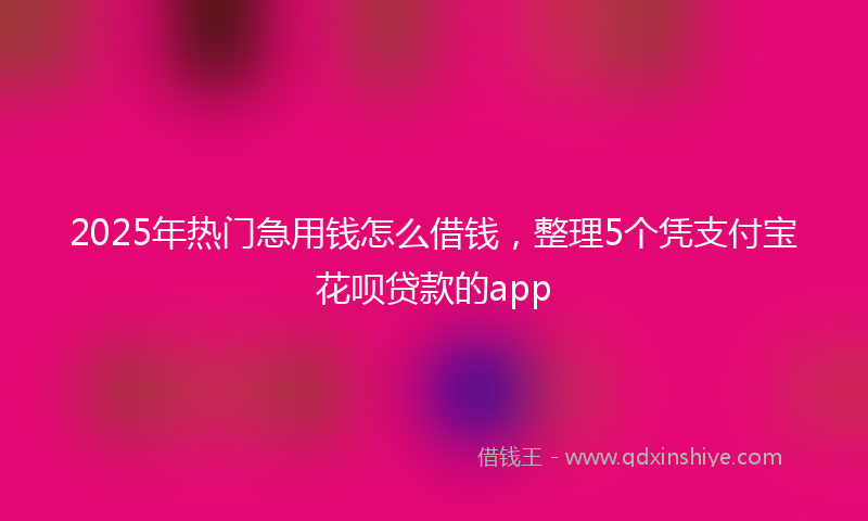 2025年热门急用钱怎么借钱，整理5个凭支付宝花呗贷款的app