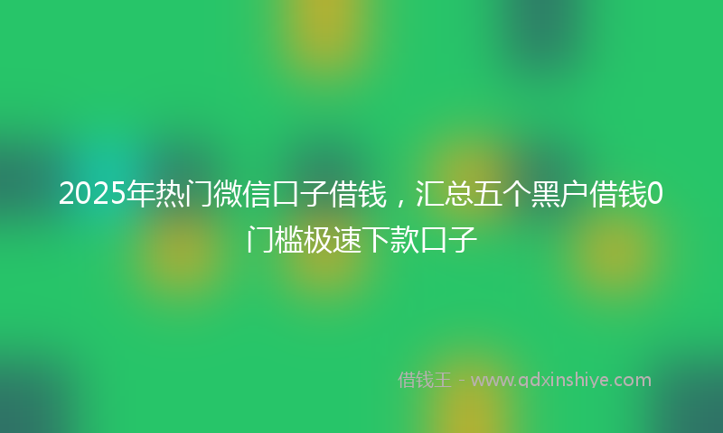 2025年热门微信口子借钱，汇总五个黑户借钱0门槛极速下款口子