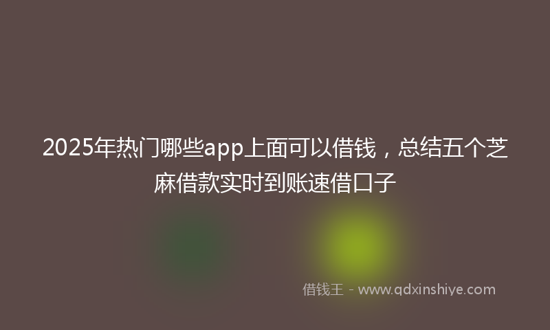 2025年热门哪些app上面可以借钱，总结五个芝麻借款实时到账速借口子