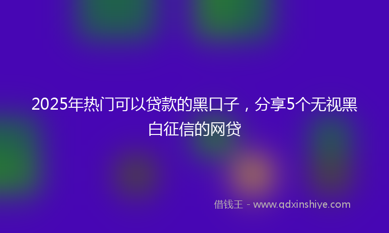 2025年热门可以贷款的黑口子，分享5个无视黑白征信的网贷