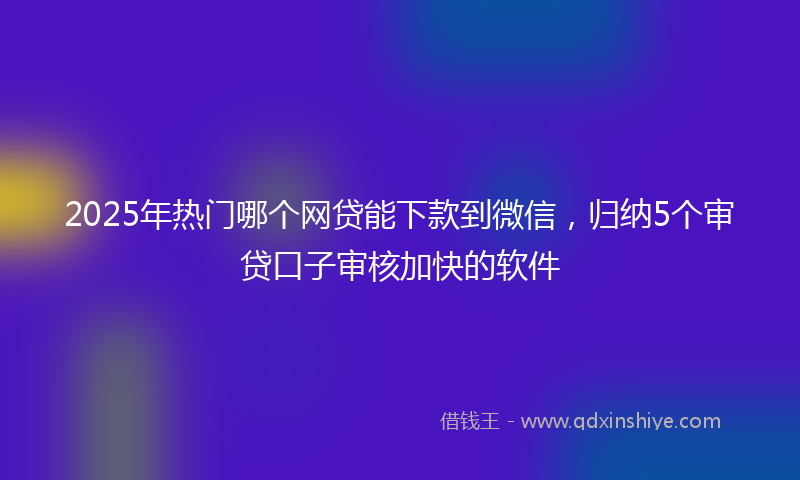 2025年热门哪个网贷能下款到微信，归纳5个审贷口子审核加快的软件