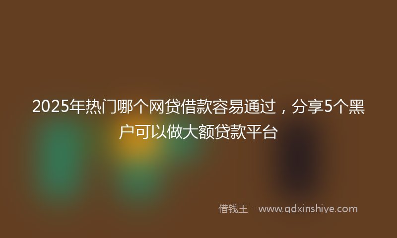 2025年热门哪个网贷借款容易通过，分享5个黑户可以做大额贷款平台