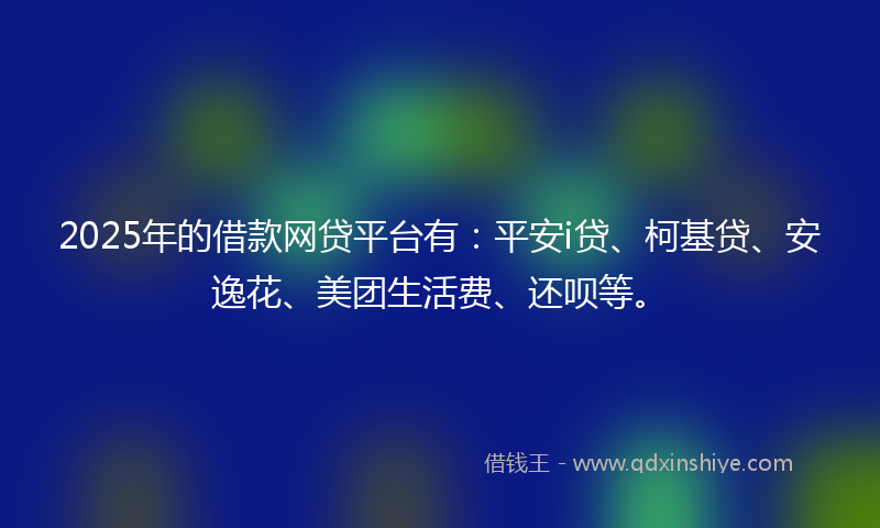 2025年的借款网贷平台有：平安i贷、柯基贷、安逸花、美团生活费、还呗等。