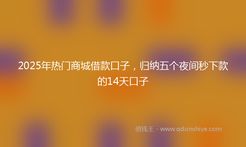2025年热门商城借款口子，归纳五个夜间秒下款的14天口子