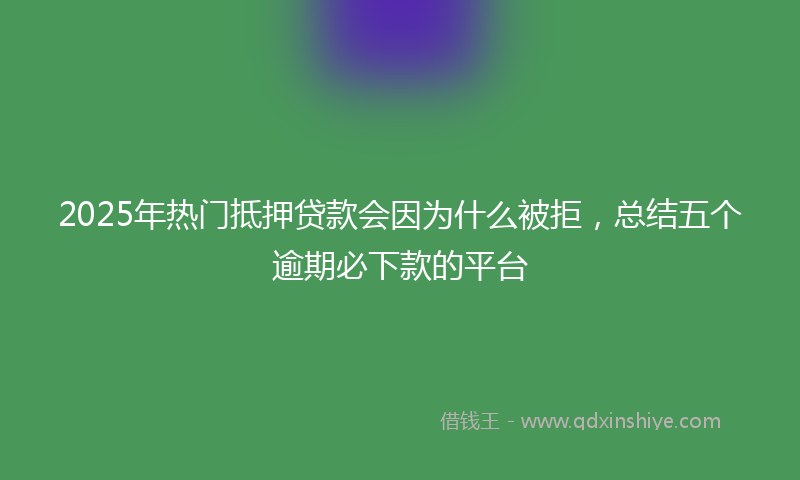 2025年热门抵押贷款会因为什么被拒，总结五个逾期必下款的平台