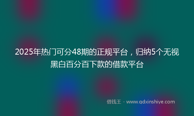 2025年热门可分48期的正规平台，归纳5个无视黑白百分百下款的借款平台