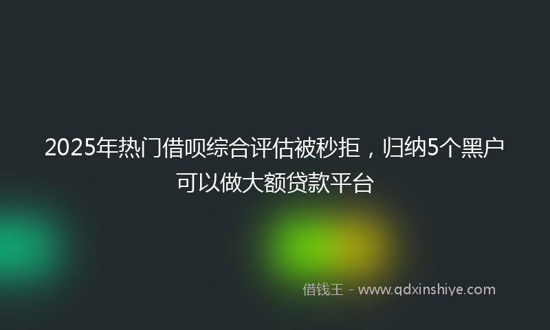 2025年热门借呗综合评估被秒拒，归纳5个黑户可以做大额贷款平台