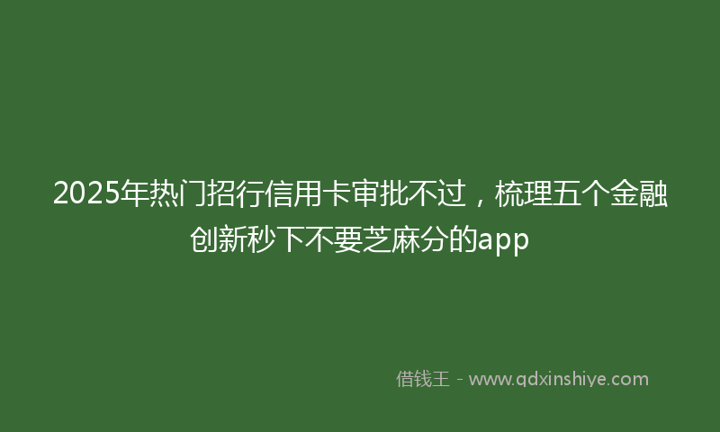 2025年热门招行信用卡审批不过，梳理五个金融创新秒下不要芝麻分的app