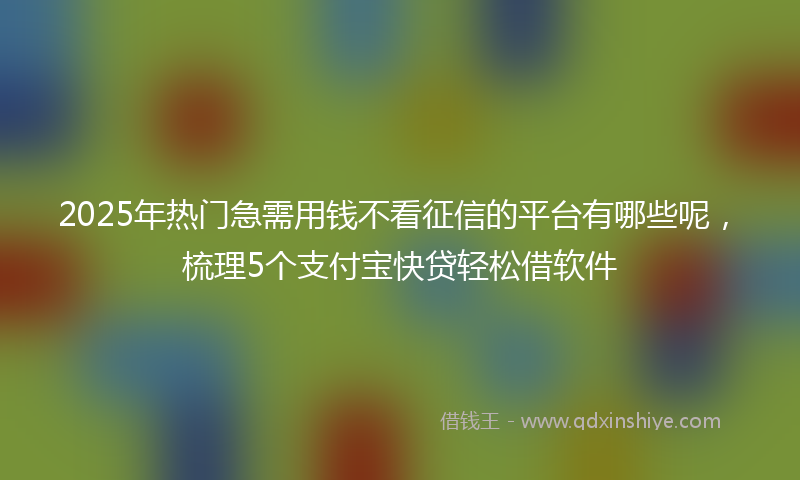 2025年热门急需用钱不看征信的平台有哪些呢，梳理5个支付宝快贷轻松借软件
