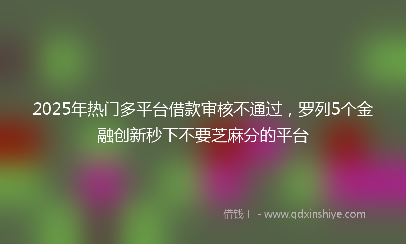 2025年热门多平台借款审核不通过，罗列5个金融创新秒下不要芝麻分的平台