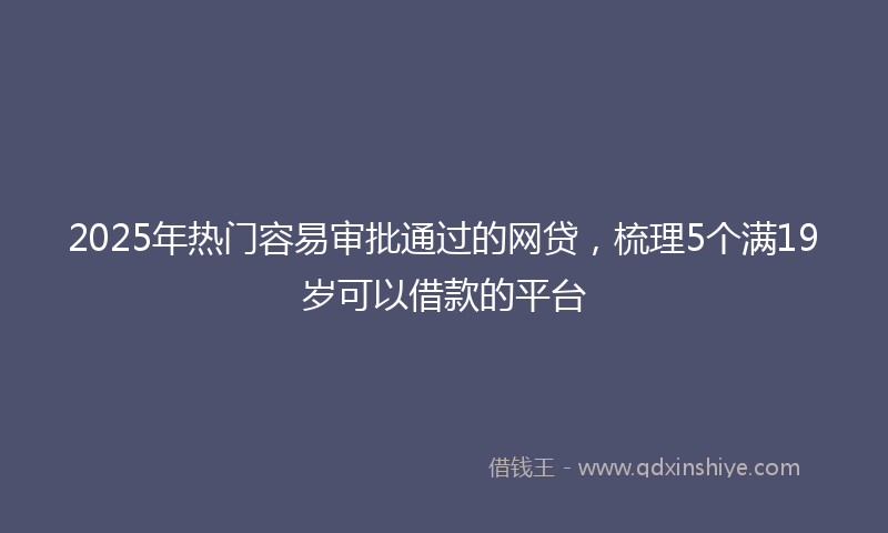 2025年热门容易审批通过的网贷，梳理5个满19岁可以借款的平台