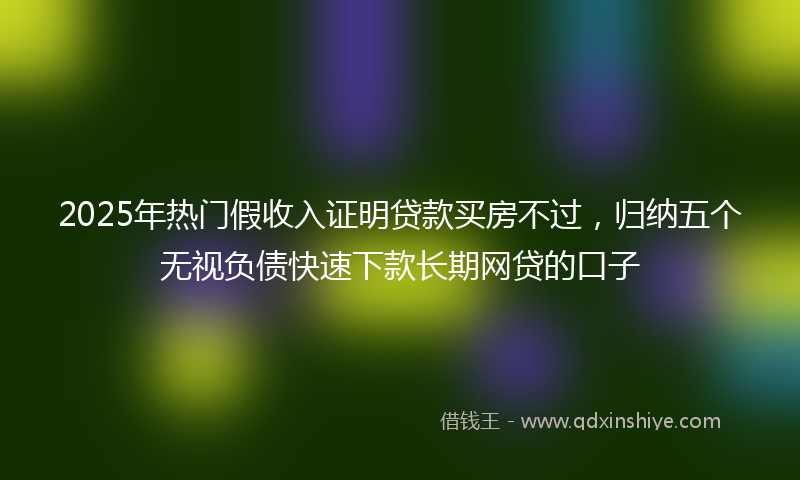 2025年热门假收入证明贷款买房不过，归纳五个无视负债快速下款长期网贷的口子