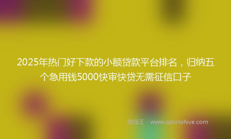 2025年热门好下款的小额贷款平台排名，归纳五个急用钱5000快审快贷无需征信口子
