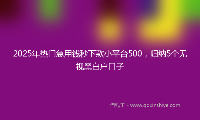 2025年热门急用钱秒下款小平台500，归纳5个无视黑白户口子