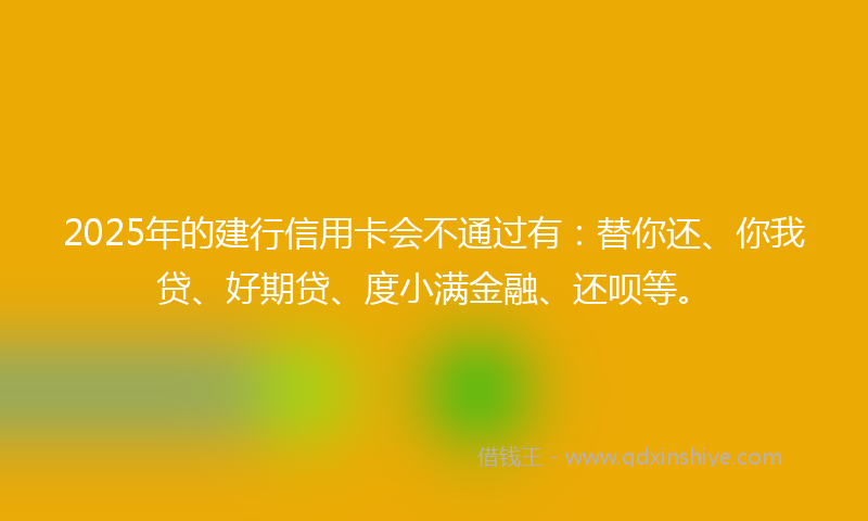 2025年的建行信用卡会不通过有：替你还、你我贷、好期贷、度小满金融、还呗等。