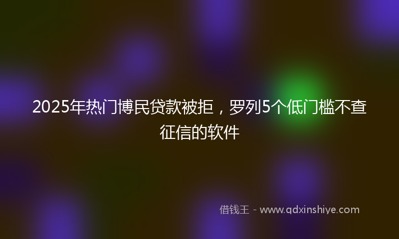 2025年热门博民贷款被拒，罗列5个低门槛不查征信的软件