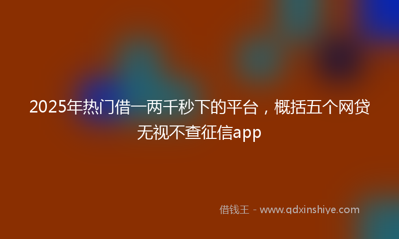 2025年热门借一两千秒下的平台，概括五个网贷无视不查征信app