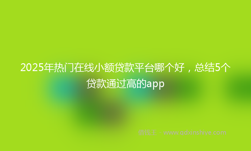 2025年热门在线小额贷款平台哪个好，总结5个贷款通过高的app