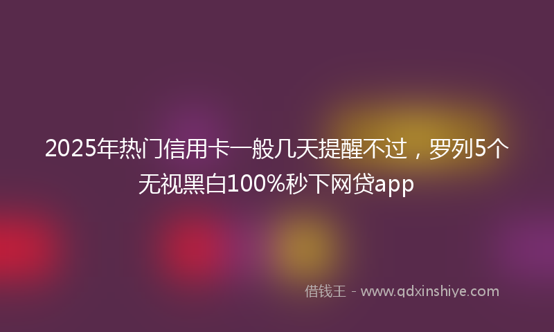 2025年热门信用卡一般几天提醒不过，罗列5个无视黑白100%秒下网贷app