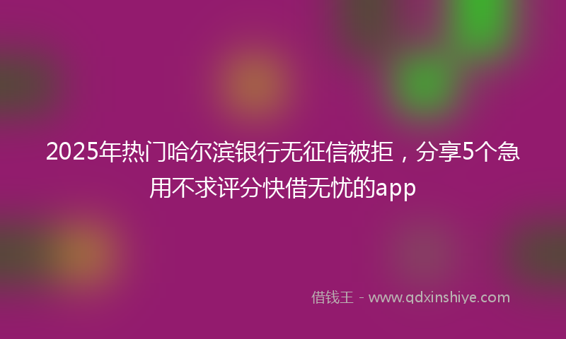 2025年热门哈尔滨银行无征信被拒，分享5个急用不求评分快借无忧的app