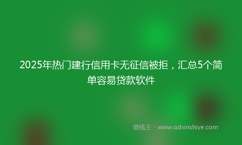 2025年热门建行信用卡无征信被拒，汇总5个简单容易贷款软件